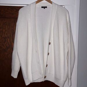 Quince White Boyfriend Cardigan
